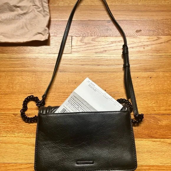 New NWT Rebecca Minkoff chevron quilted small Love crossbody black bag purse - Picture 4 of 16